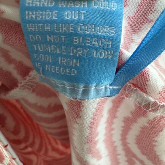 J McLaughlin Dress Women M Red White Wavy Catalina Cloth Sophia 3/4 Sleeve Crew - Picture 16 of 16